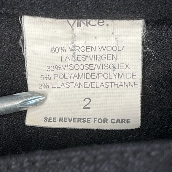 VTG Vince Wool Blend Black Trousers Sz 2 - Picture 4 of 5